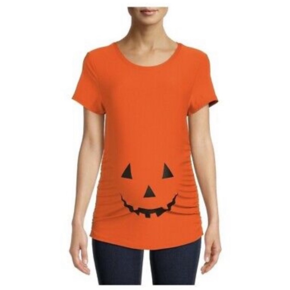 - Time and Tru Maternity 
Pumpkin Short Sleeve Fitted
Halloween Shirt Sz M…